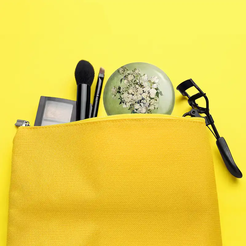 آینه جیبی خندالو مدل نقاشی گلدان رز اثر ونسان ونگوگ کد 25476