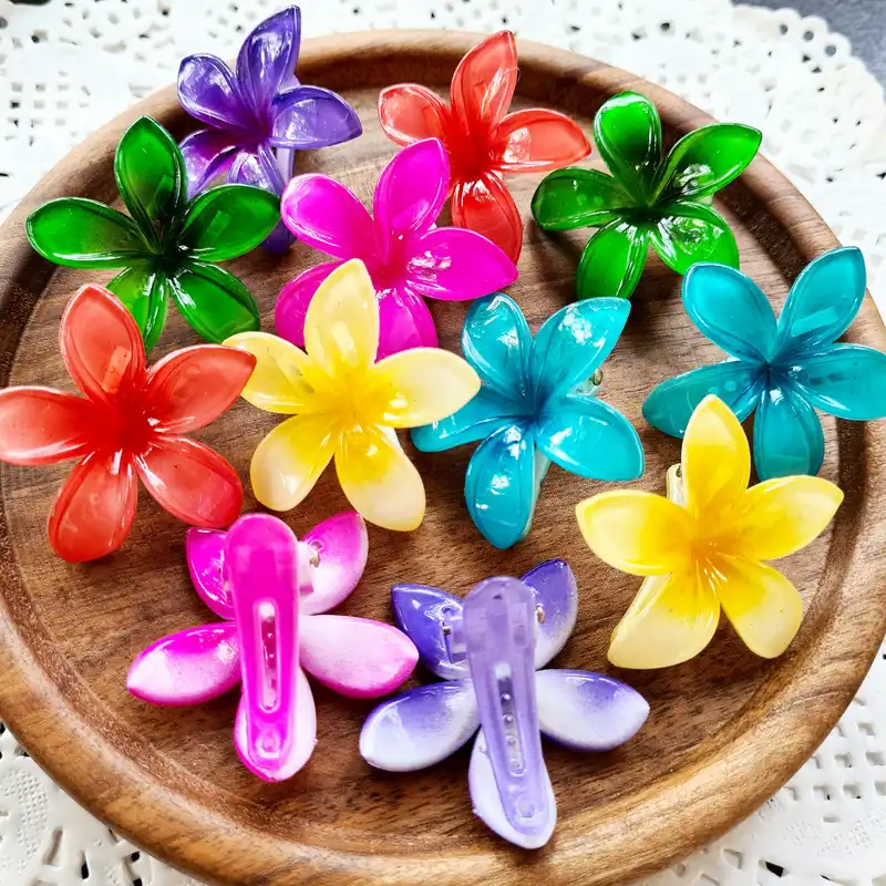 گیره مو زنانه مدل گل پلومریا پنسی بسته 2 عددی