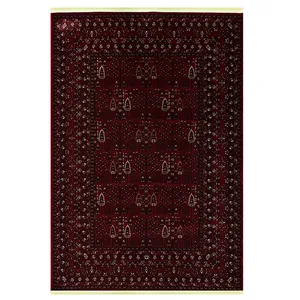 فرش ماشینی 500 شانه فرش رادین زمینه قرمز حاشیه قرمز مدل 4747