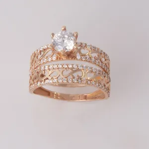 انگشتر طلا 18 عیار زنانه کد 67118 مجموعه 2 عددی