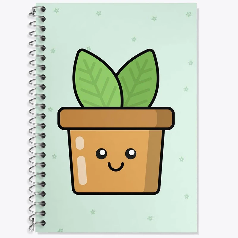 دفتر زبان 50 برگ خندالو مدل دو خط طرح کاکتوس کد 25495