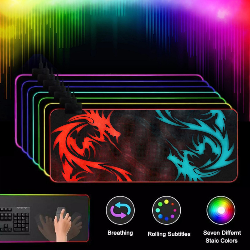ماوس پد مخصوص بازی مدل GMS-WT-5 RGB طرح اژدها 3