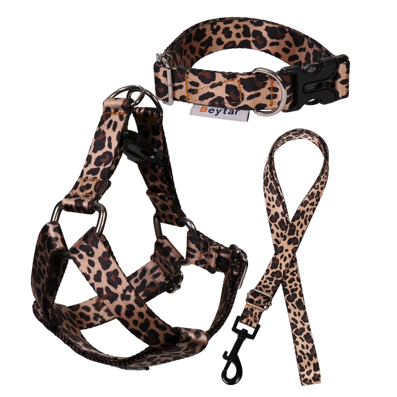 قلاده کتفی و گردنی و بند قلاده سگ و گربه بیطار مدل پلنگی سایز S