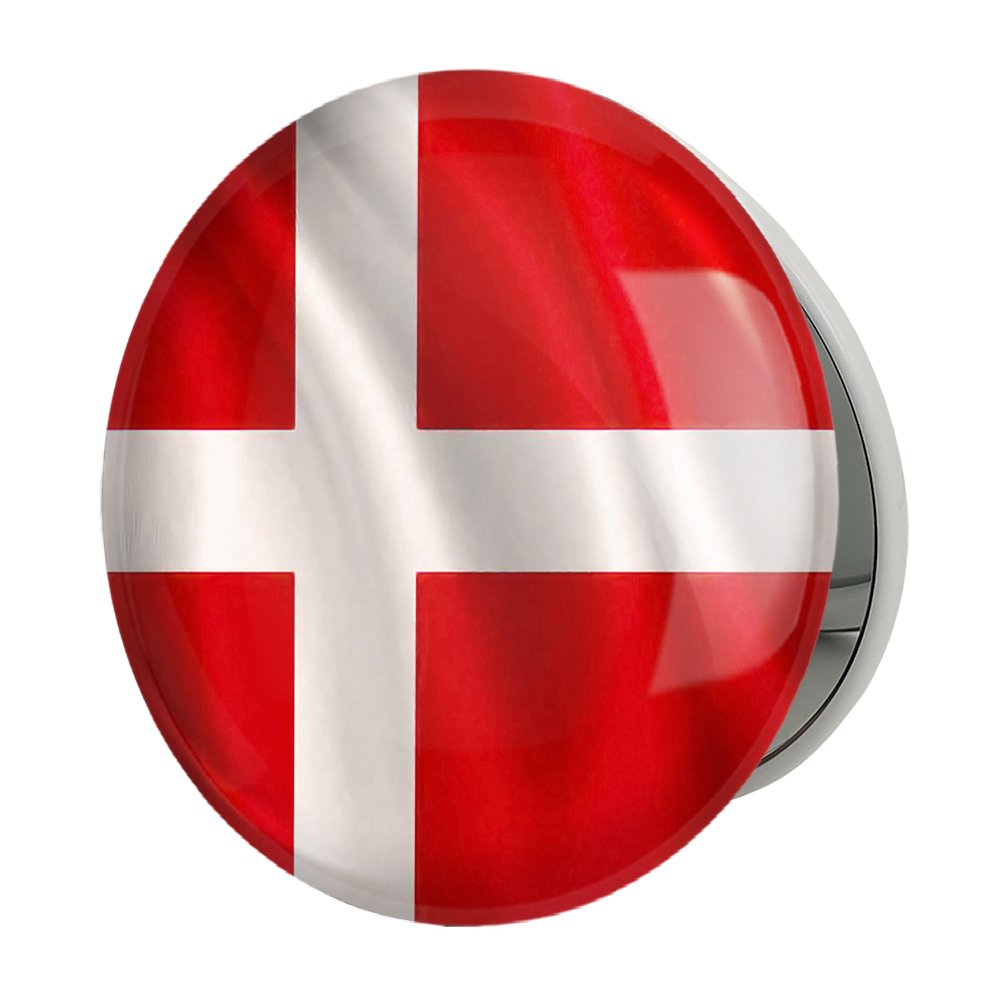 آینه جیبی خندالو طرح پرچم دانمارک مدل تاشو کد 20659 