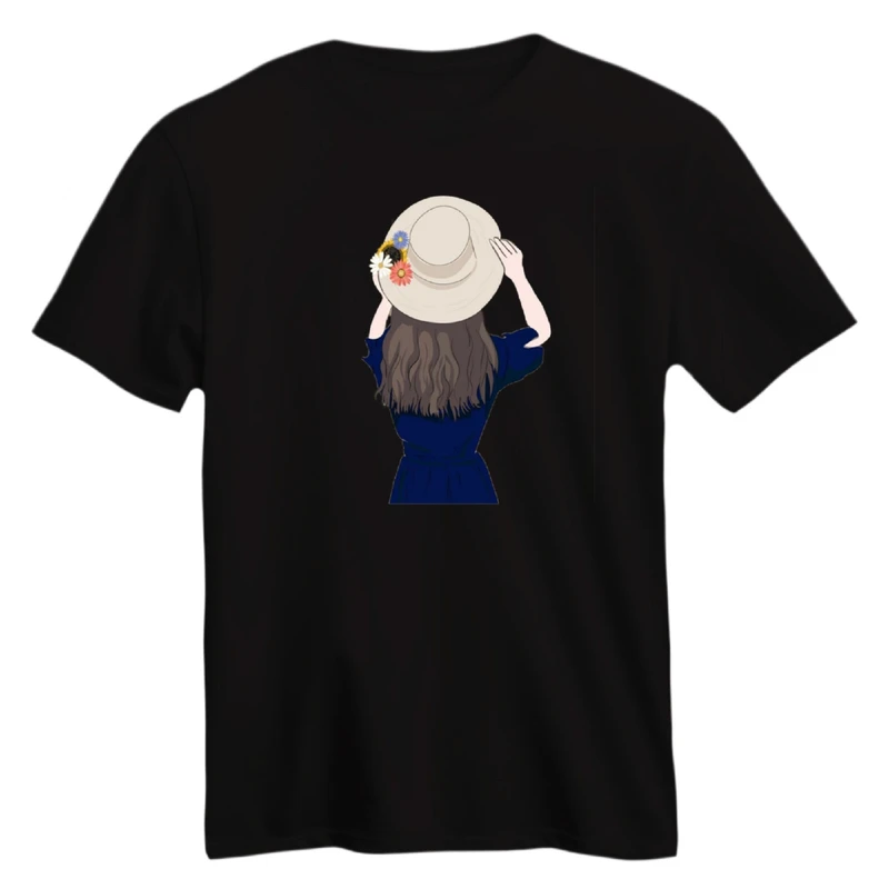 تی شرت آستین کوتاه زنانه مدل دختر کلاه دار