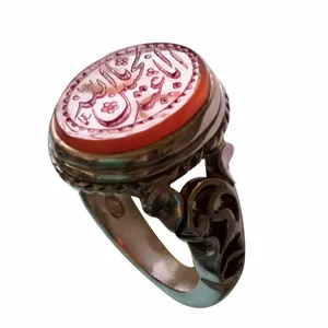 انگشتر نقره مردانه مدل عقیق طرح یا اباعبدالله الحسین