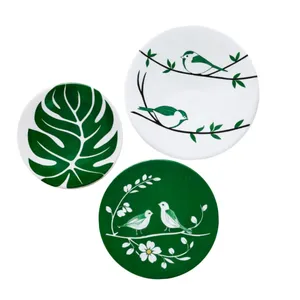 بشقاب دیوارکوب سفالی طرح بهار کد D604 مجموعه سه عددی