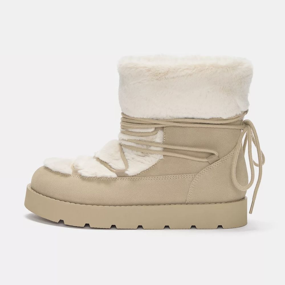 نیم بوت زنانه پول اند بیر مدل Lined faux fur 2025