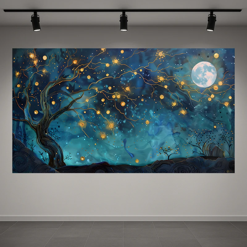 تابلو بوم طرح مخمل کهکشان مدل ستارگان درخشان کد AR3058714