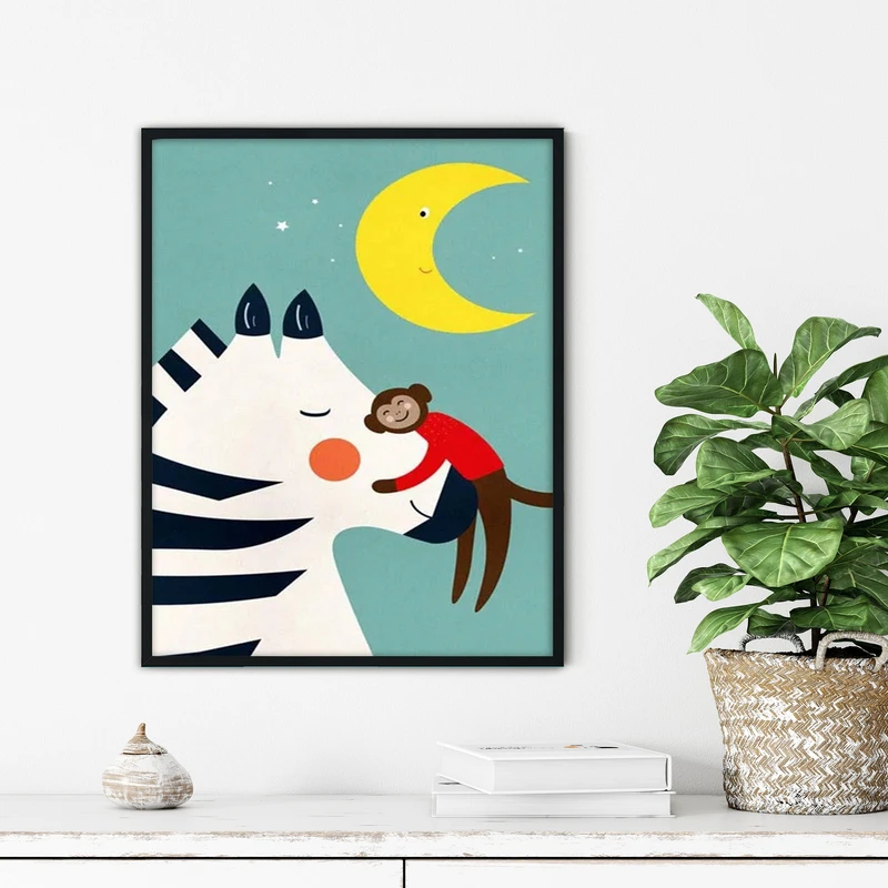 تابلو آتریسا طرح گور خر و میمون مدرن مدل ATFKB70 فریم مشکی 