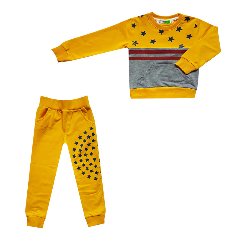 ست سویشرت و شلوار پسرانه کد D 901 رنگ زرد