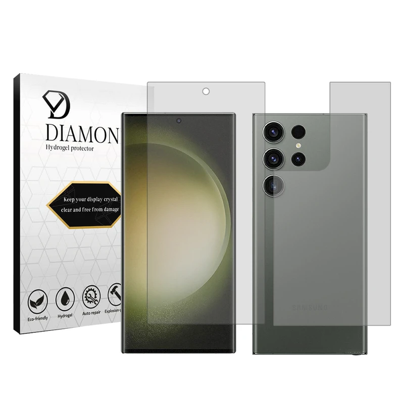 محافظ صفحه نمایش شفاف دیاموند مدل Tough مناسب برای گوشی موبایل سامسونگ Galaxy S23 Ultra به همراه محافظ پشت گوشی