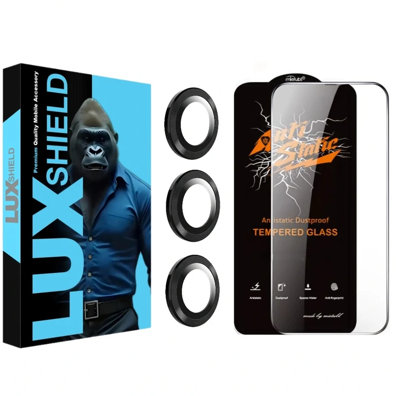 محافظ لنز دوربین لوکس شیلد مدل رینگی مناسب برای گوشی موبایل سامسونگ Galaxy A15 به همراه محافظ صفحه نمایش