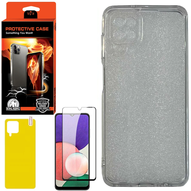 کاور کینگ کونگ مدل PCAAA مناسب برای گوشی موبایل سامسونگ Galaxy A22 4G/M32 4G/M22 4G به همراه محافظ صفحه نمایش و برچسب محافظ پشت