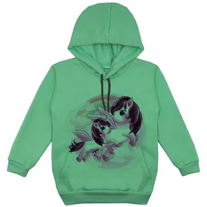 هودی دخترانه مدل تک شاخ F113 رنگ سبز