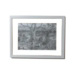 تابلو نقاشی سیاه قلم طرح گوزنها در بیشه کد 441