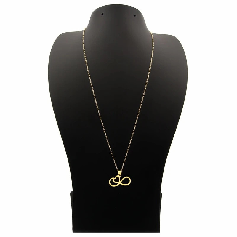گردنبند طلا 18 عیار زنانه با زنجیر حلقهای (فلامینگو) وی وی گلد گالری مدل قلب بینهایت 0266