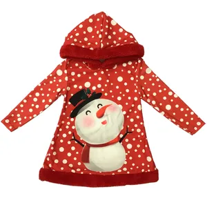 پیراهن دخترانه مدل آدم برفی رنگ قرمز