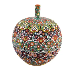 گلدان مینا کاری مدل توپی طرح اسلیمی