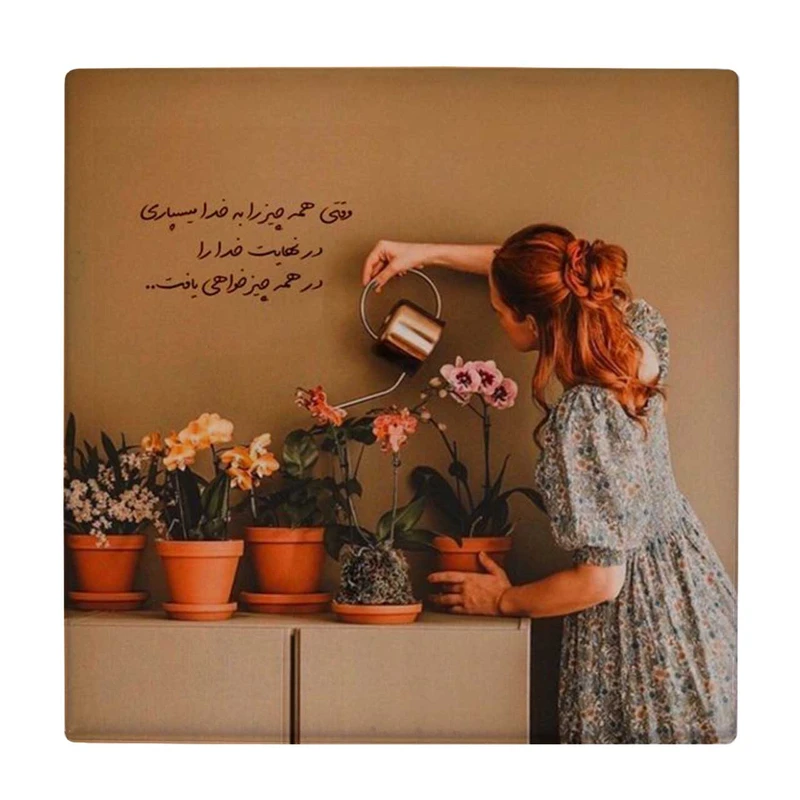 زیر لیوانی طرح دختر و گلدان های گل کد    4046257_2517