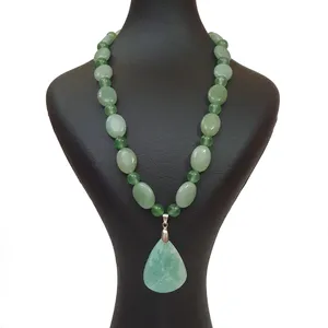 گردنبند زنانه مدل سنگ طبیعی آونتورین