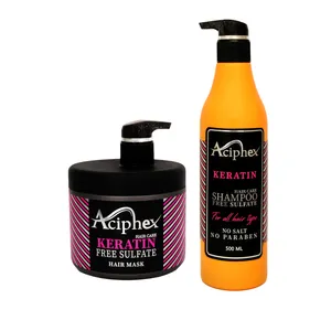 شامپو تقویت کننده و ترمیم کننده مو اسیفکس مدل Keratin Care حجم 500 میلی لیتر به همراه ماسک مو اسیفکس مدل Keratin حجم 500 میلی لیتر