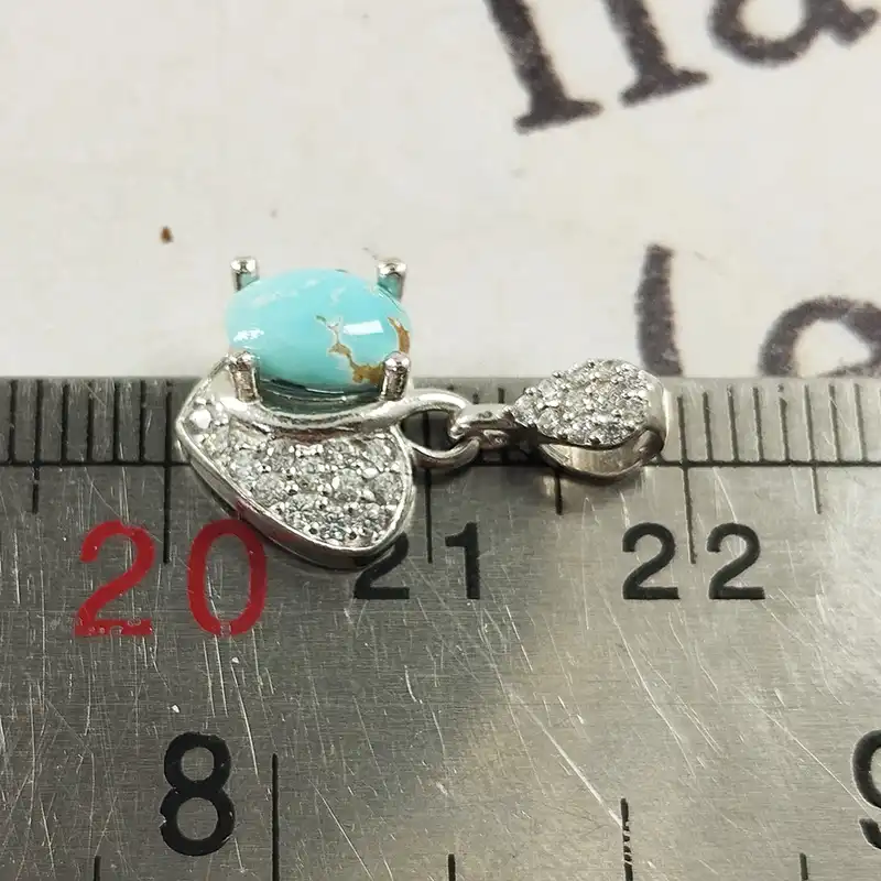 آویز گردنبند نقره زنانه سلین کالا مدل فیروزه نیشابور کد 58