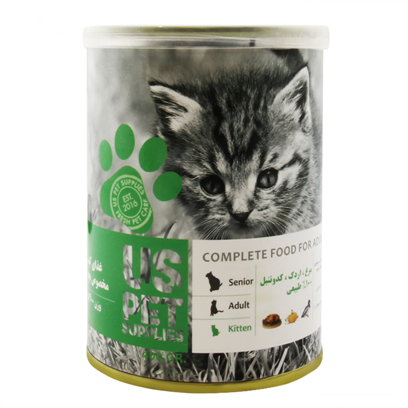 کنسرو غذای بچه گربه یو اس پت مدل Chicken & Duck with Pumpkin وزن 400 گرم