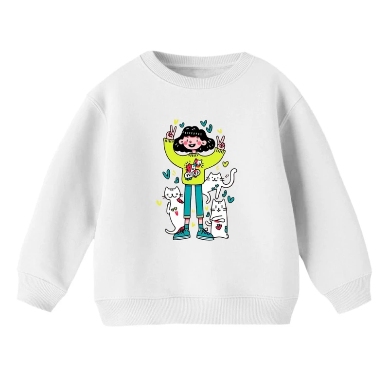سویشرت بچگانه مدل دختر و سه گربه  
