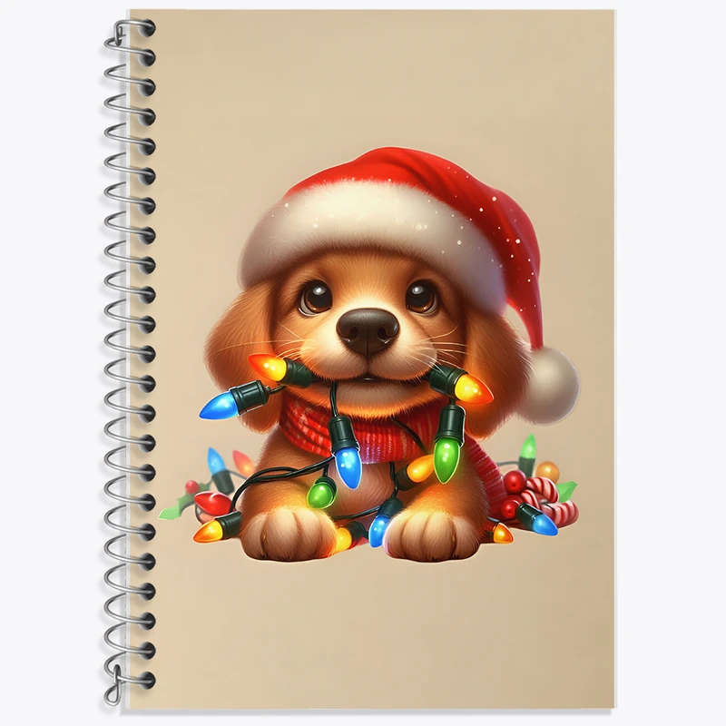 دفتر زبان 50 برگ خندالو مدل دو خط طرح سگ و کریسمس کد N5487