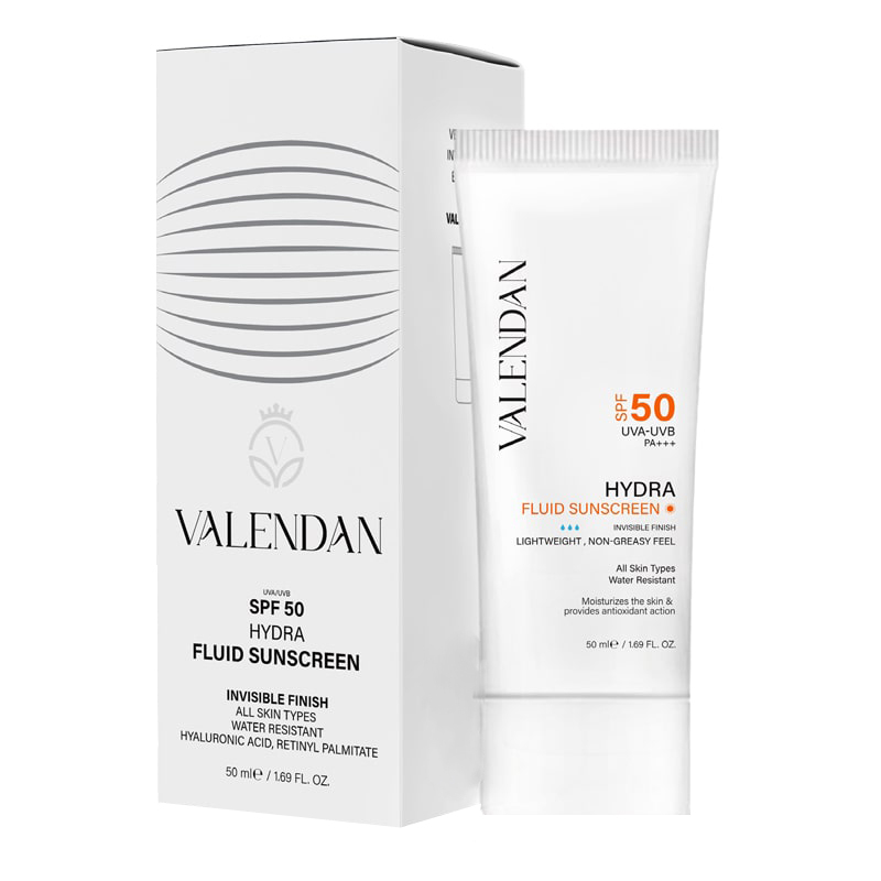 فلوئید ضد آفتاب بدون رنگ صورت ولندان SPF 50 مدل HYD-INV محافظ UVA،UVB مناسب برای انواع پوست حجم 50 میلی لیتر