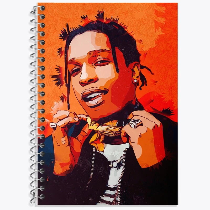 دفتر زبان 50 برگ خندالو مدل دو خط طرح آساپ راکی (Asap Rocky) کد F1791