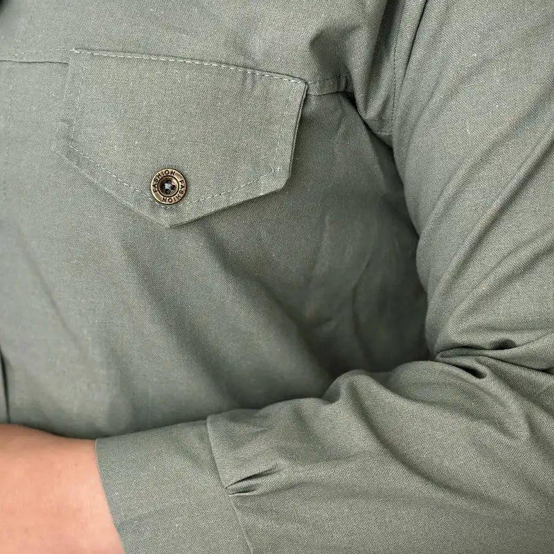 مانتو زنانه مدل لینن دکمه دار رنگ سبز