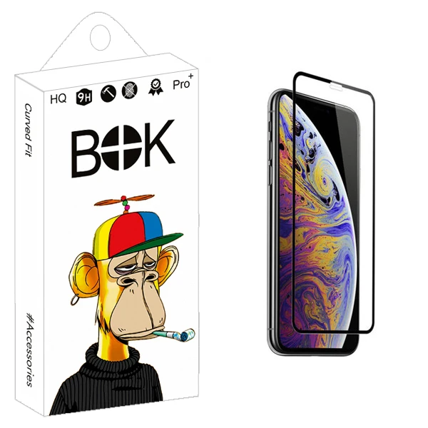 محافظ صفحه نمایش شیشه ای بوک مدل +HD مناسب برای گوشی موبایل اپل iPhone Xs max