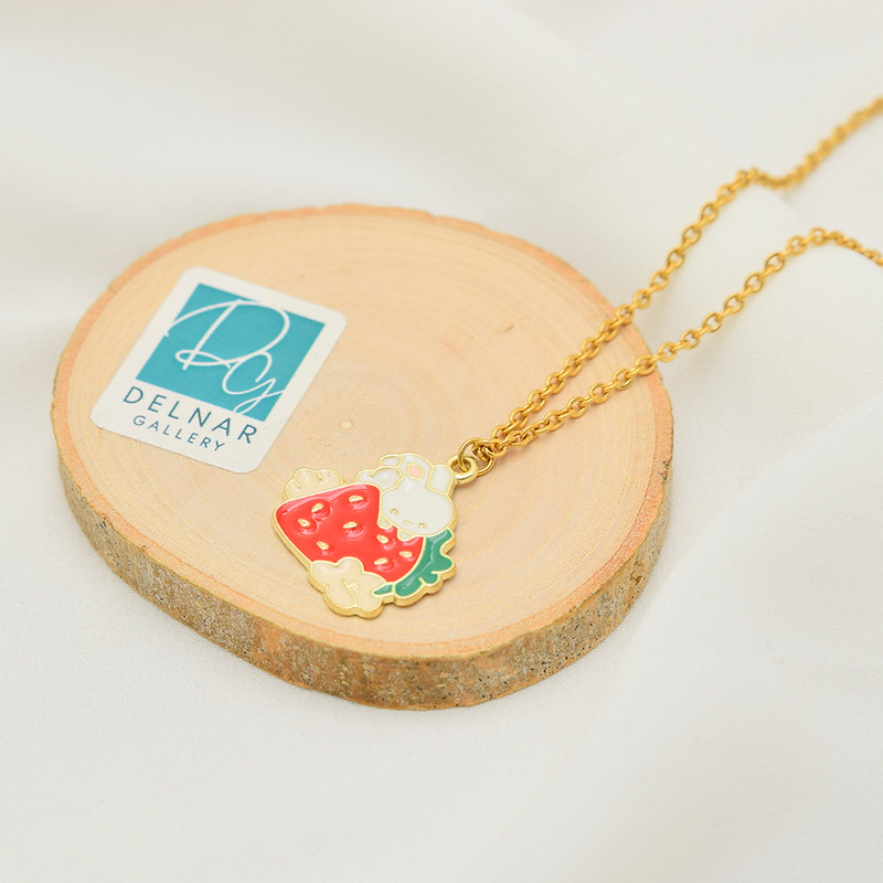 گردنبند دخترانه دلنار گالری مدل توت فرنگی و خرگوش