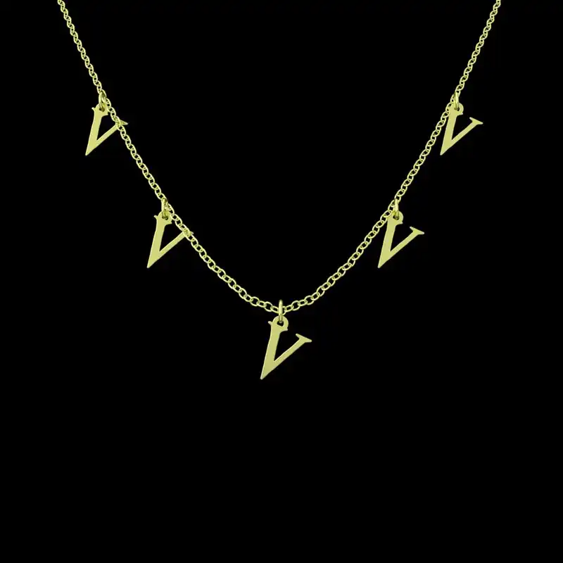 گردنبند طلا 18 عیار زنانه مدوپد مدل حرف V کد RNA17064