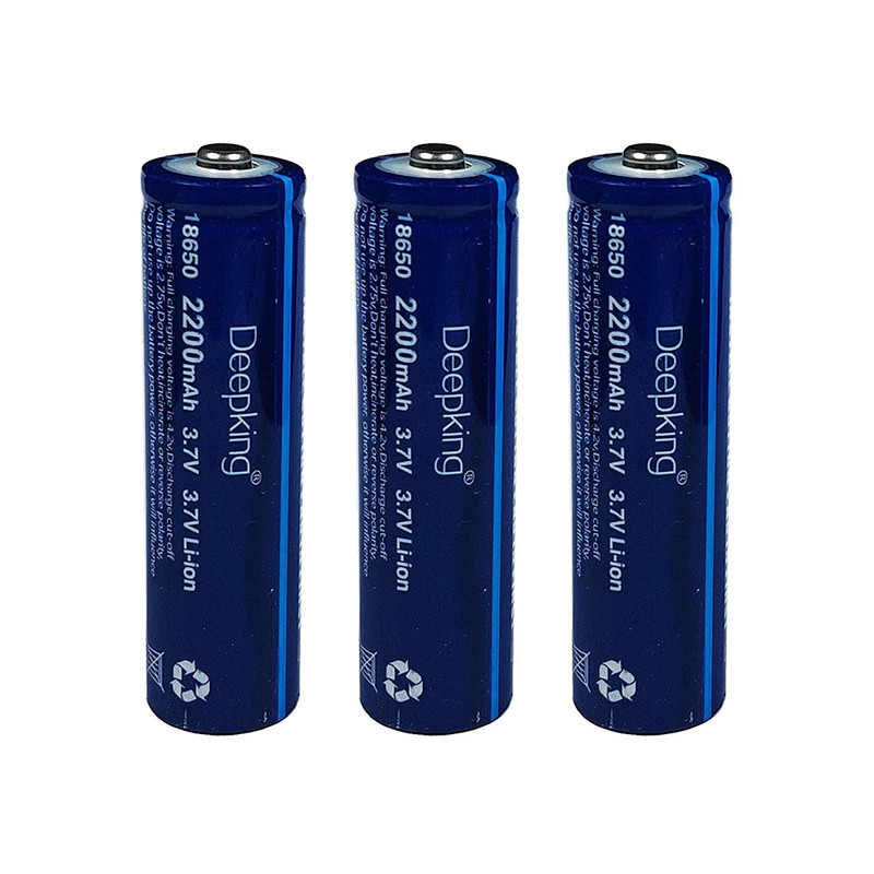باتری لیتیوم یون قابل شارژ دیپ کینگ مدل BB-18650 ظرفیت 2200 میلی آمپر ساعت بسته 3 عددی