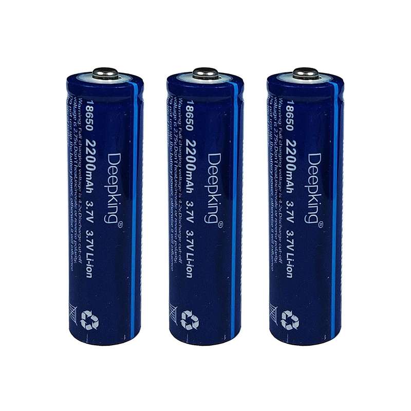باتری لیتیوم یون قابل شارژ دیپ کینگ مدل BB-18650 ظرفیت 2200 میلی آمپر ساعت بسته 3 عددی