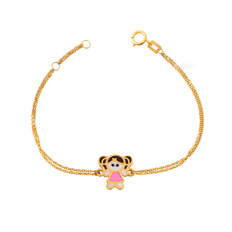 دستبند طلا 18 عیار دخترانه هور گالری مدل Akb360 دستبند طلا 18 عیار دخترانه هور گالری مدل Akb360