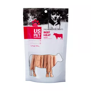 تشویقی سگ یو اس پت مدل سوسیس گوشت گوساله کد0889 وزن 100 گرم