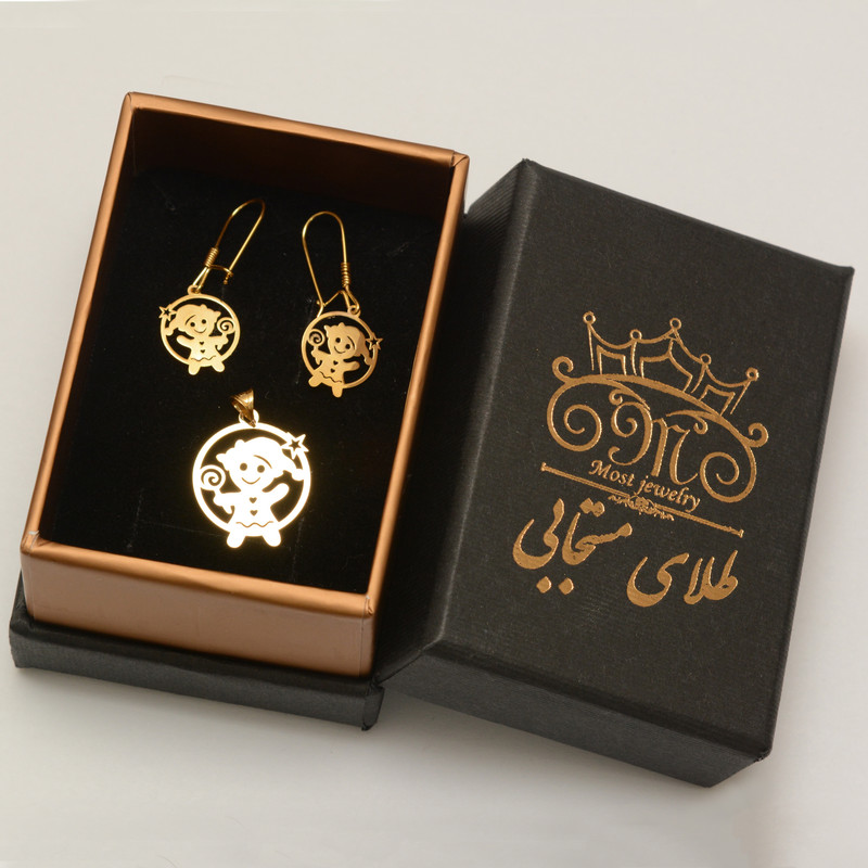 نیم ست طلا 18 عیار دخترانه طلای مستجابی مدل عروسکی کد 67117