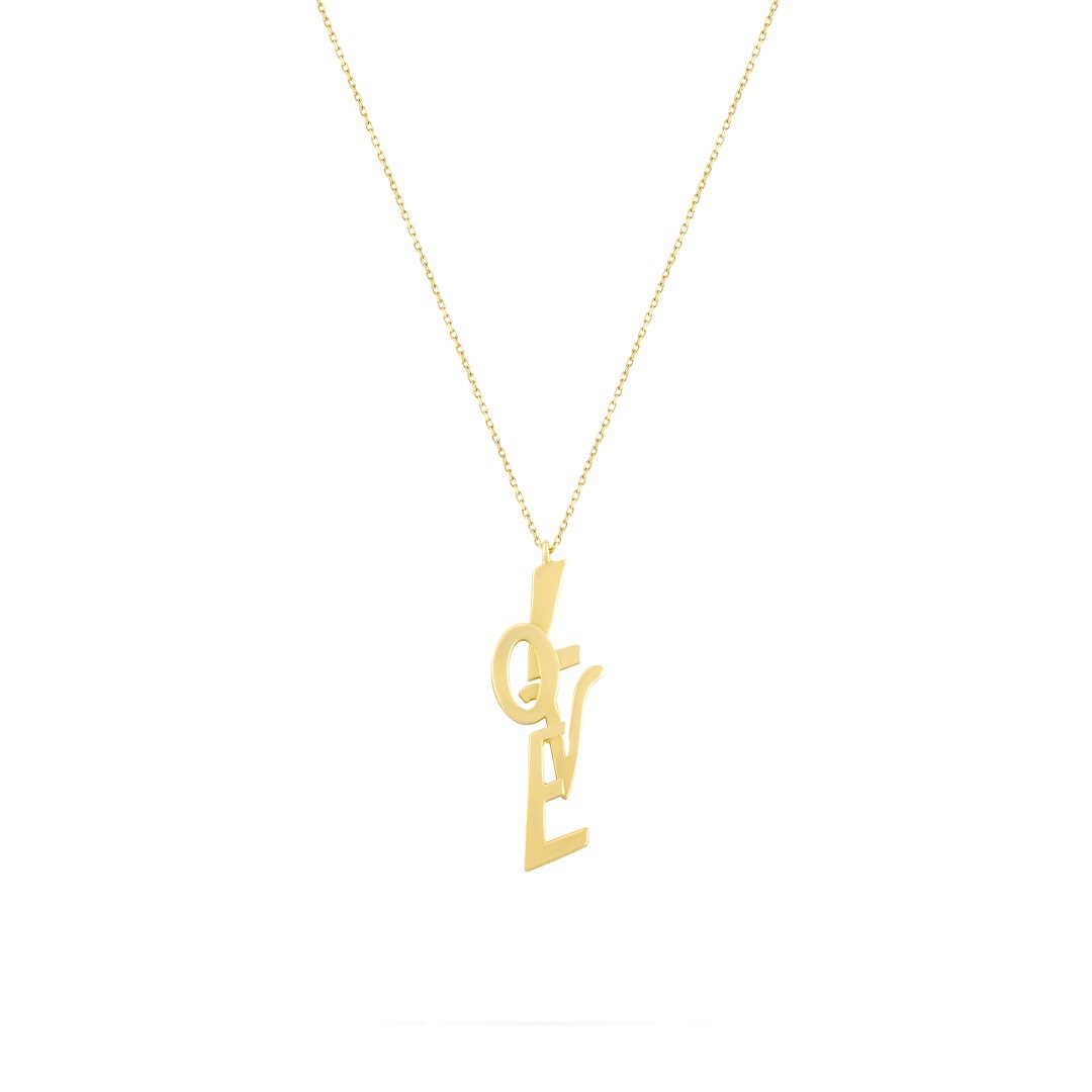 گردنبند طلا 18 عیار زنانه طلا و جواهر درریس مدل LOVR