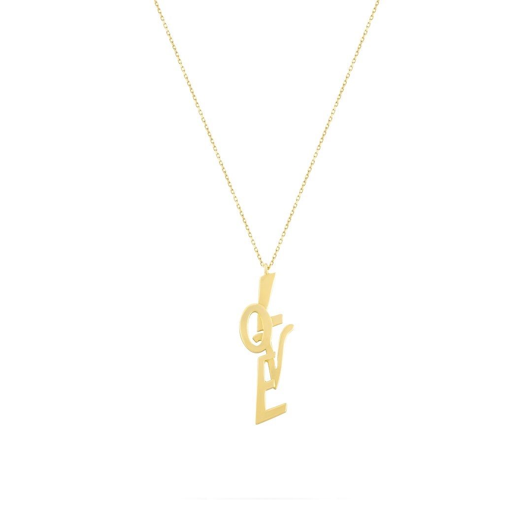 گردنبند طلا 18 عیار زنانه طلا و جواهر درریس مدل LOVR -  - 1