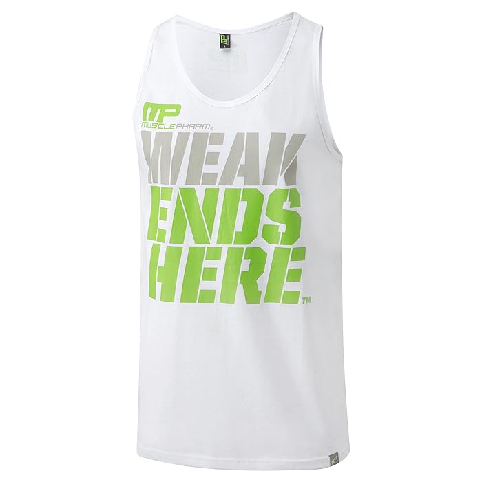 تاپ ورزشی مردانه ماسل فارم مدل MusclePharm WEAK ENDS HERE رنگ سفید