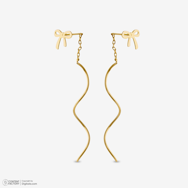گوشواره بخیه‌ای طلا 18 عیار زنانه مطیع ها مدل 597 پاپیون کرلی