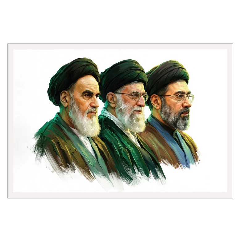 تابلو بکلیت طرح رهبر شهید انقلاب آیت الله سید علی خامنه ای مدل W-S10612 فریم سفید
