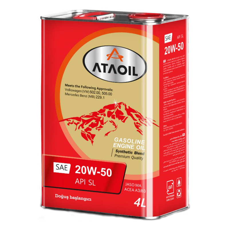 روغن موتور بنزینی آتا اویل مدل 20w-50 sl حجم 4 لیتر