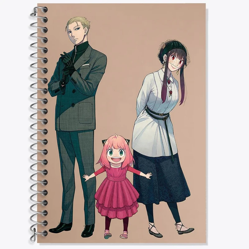 دفتر زبان 50 برگ خندالو مدل سه خط طرح خانواده فورجر انیمه اسپای ایکس فمیلی Spy x Family کد 15591