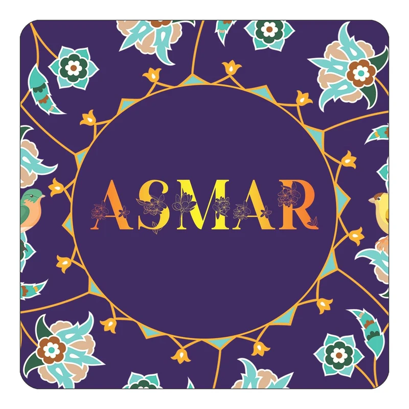 مگنت کاکتی طرح اسم اسمر asmar مدل گل و بلبل کد mg11799
