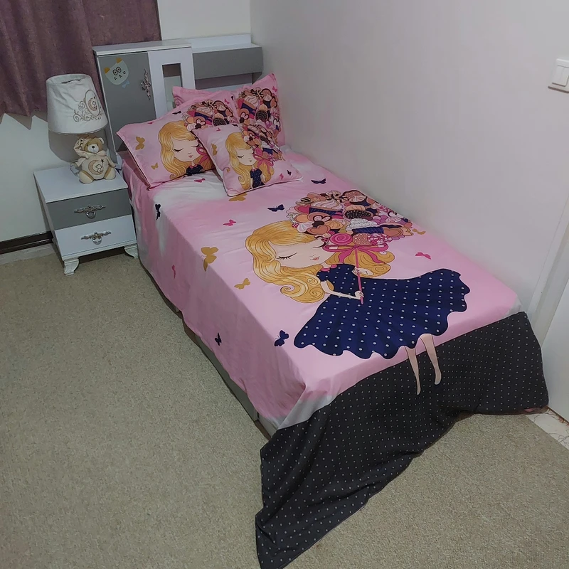 سرویس خواب یک نفره 5 تکه مدل سه بعدی دختر آب نباتی